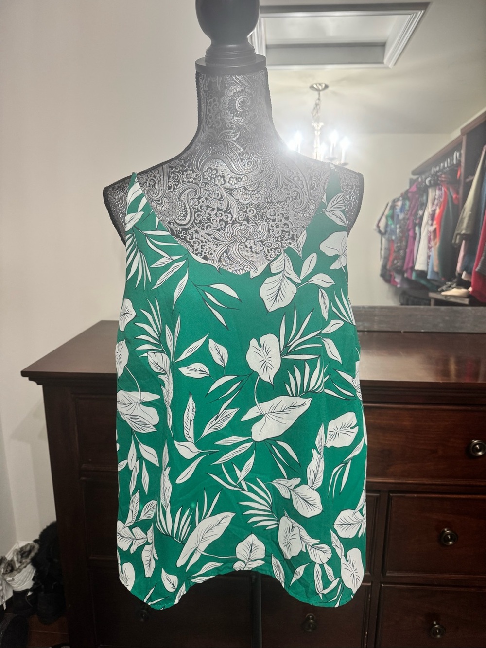 Banana Republic Emerald Green Floral Print Top